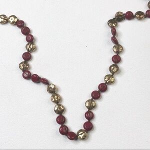 Lucky Brand Red And Gold Beads Boho Style Necklace